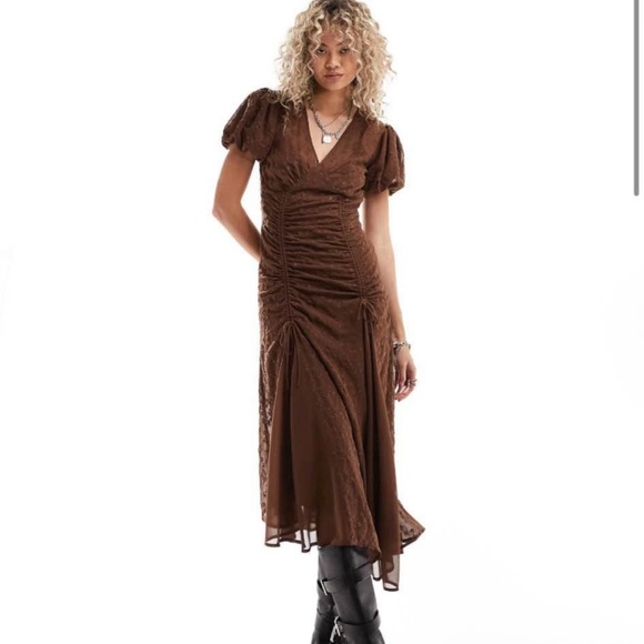 ASOS Dresses & Skirts - Reclaimed Vintage ruched maxi slip dress in brown NEW!